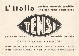 Materiale Fotografico TENSI - Pubblicità Del 1940 - Old Advertising - Publicités