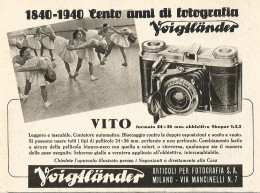 Cento Anni Di Fotografia Voigtlaender - VITO - Pubblicità Del 1940 - Ad - Advertising