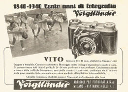 Cento Anni Di Fotografia Voigtlaender - VITO - Pubblicità Del 1940 - Ad - Advertising