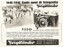 Cento Anni Di Fotografia Voigtlaender - Vito - Pubblicità Del 1940 - Ad - Advertising