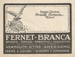 Digestivo Fernet Branca - Pubblicità 1925 - Old Advertising - Advertising