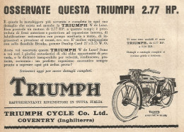 Osservate Questa Moto Triumph 2.77 HP  - Pubblicità 1927 - Old Advertising - Reclame