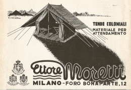 Tende Coloniali Ettore MORETTI - Pubblicità Del 1938 - Old Advertising - Publicités