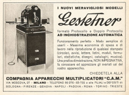 Apparecchi Multiplicatori GESTETNER - Pubblicità Del 1938 - Old Advert - Advertising