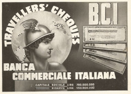 Banca Commerciale Italiana - Traveller's Cheques - Pubblicità Del 1938 - Reclame