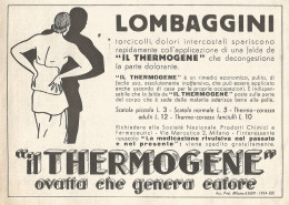 Thermogene - Lombaggini... - Pubblicità Del 1938 - Old Advertising - Publicités