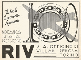 Meccanica Di Alta Precisione RIV - Pubblicità Del 1938 - Old Advertising - Advertising