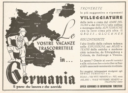 Le Vostre Vacanze Trascorretele In GERMANIA - Pubblicità Del 1938 - Old Ad - Werbung