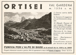 Ortisei - Stazioni Di Soggiorno - Pubblicità Del 1938 - Old Advertising - Publicités