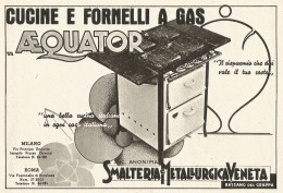 Cucine E Fornelli A Gas AEQUATOR - Pubblicità Del 1938 - Old Advertising - Advertising