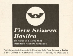 Fiera Svizzera - Basilea - Pubblicità Del 1938 - Old Advertising - Werbung