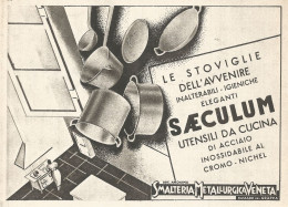 Stoviglie Dell'avvenire SAECULUM - Pubblicità Del 1938 - Old Advertising - Publicités