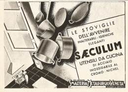 Stoviglie Dell'avvenire SAECULUM - Pubblicità Del 1938 - Old Advertising - Advertising