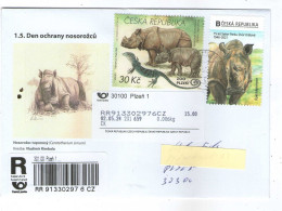 Czech Republic 2024 -  Rhino Protection Day, Special Cover, Apost, Personalised Stamp - Rinoceronti