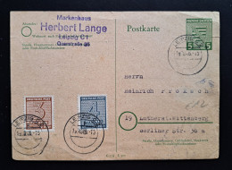 Sachsen 1946, Postkarte P9 Zusatzfrankatur LEIPZIG - Brieven En Documenten