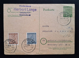 Sachsen 1946, Postkarte P9 Zusatzfrankatur LEIPZIG - Storia Postale
