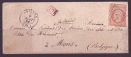 FRANCE 1853-1860 Stamps 40c YT N°16 On The Cover To Mons (Belgium) - 1853-1860 Napoleone III