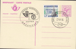 Belgium Uprated Postal Stationery Ganzsache Entier Sonderstempel Stamp Exhibition 'HAFNIA' KØBENHAVN, BRUXELLES 1976 - Cartoline 1951-..