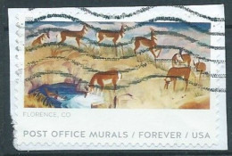 VEREINIGTE STAATEN ETATS UNIS USA 2019 POST OFFICE MURALS: ANTELOPE FLORENCE F USED ON PAPER SN 5374 MI 5585 YT 5205 - Gebraucht