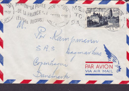 France Par Avion Flamme 'La Perle De La Francaise' MENTON 1953 Cover Lettre SAS Dagmarhus COPENHAGUE Arbois Timbre - 1927-1959 Briefe & Dokumente