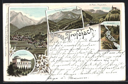 Lithographie Trofaiach, Wasserfall, Schloss Mell, Ortsansicht  - Sonstige & Ohne Zuordnung