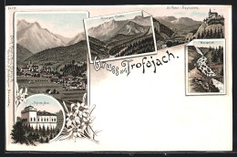 Lithographie Trofaiach, Schloss Mell, Wasserfall, Ortsansicht  - Otros & Sin Clasificación