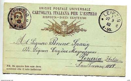 C.P. Umberto I° Cent. 10 + 10 N. C 8 - Stamped Stationery