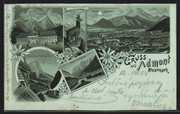 Mondschein-Lithographie Admont /Steiermark, Schloss Kaiserau, Planspitz Und Hochsteg-Tunnel, Ortsansicht  - Sonstige & Ohne Zuordnung