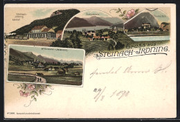 Lithographie Steinach-Irdning, Bahnhof, Ortsansicht Aus Der Vogelschau  - Autres & Non Classés