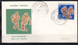 French Polynesia 1963 Football Soccer Stamp On FDC - Brieven En Documenten