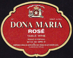 Wine Label, Portugal - DONA MARIA Rosé Table Wine -|- Compª Vinhas Alto Douro, Vila Nova De Gaia - Sonstige & Ohne Zuordnung