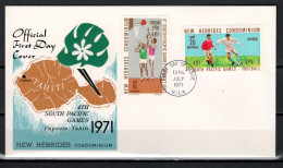 New Hebrides English 1971 Football Soccer, South Pacific Games Set Of 2 On FDC - Briefe U. Dokumente