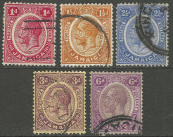 Jamaica. 1912-20 KGV. 5 Used Values To 6d. Mult Crown CA W/M SG 58etc. M5045 - Giamaica (...-1961)