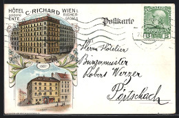 Lithographie Wien, Hotel Goldene Ente V. C. Richard, Riemergasse 4  - Sonstige & Ohne Zuordnung
