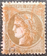 FRANCE Y&T N°58d Cérès 10c Brun Foncé Sur Rose. Cachet Rouge Des Journaux De Paris - 1871-1875 Cérès