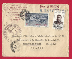 !!! MADAGASCAR, LETTRE PAR AVION DE DIEGO-SUAREZ POUR LA FRANCE DE 1952, CACHET MARINE NATIONALE SERVICE À LA MER - Airmail