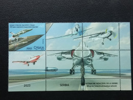 Stamp 3-15 - Serbia 2023 - VIGNETTE + Stamp - Industrial Heritage Of Serbia, Military Industry, Avion, Plane, Avio - Serbia