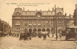 CPA France Paris St. Lazare Station Tram - Otros Monumentos