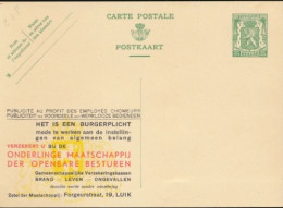 BELGIUM PPS 30C GREEN "SCEAU D'ETAT" SBEP 5 PUBLIBEL 207A SOCIETE MUTUELLE NL UNUSED - Werbepostkarten