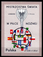 ⁕ Poland / Polska 1966 ⁕ World Football Cup London - Block 38 ⁕ 1v MNH - Unused Stamps