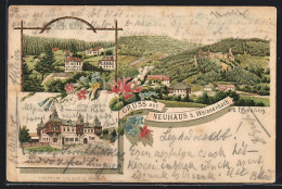 Lithographie Neuhaus B. Weissenbach, Hotel Neuhaus, Villen-Anlage, Ortsansicht  - Other & Unclassified