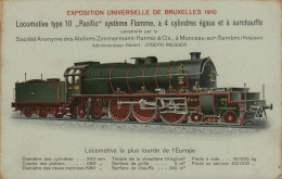 Bruxelles - Exposition Universelle 1910 - Locomotive Type 10 "Pacific" Système Flamme - Loco La Plus Lourde D'Europe - Trains