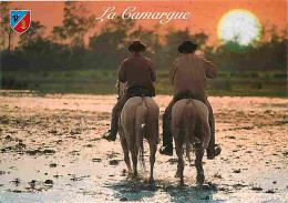 Animaux - Chevaux - Camargue - Coucher De Soleil - Gardians - Blasons - Voir Scans Recto Verso  - Pferde