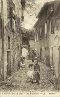 06 - Cagnes - Rue Saint Sébastien - Animée - Chèvres - Enfants - CPA - Oblitération Ronde De 1918 - Voir Scans Recto-Ver - Cagnes-sur-Mer