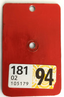 Velonummer Bern BE 1994, Velovignette BE (Code 02 = BE) - Number Plates