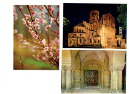 Lot 3 Cpm - 71 - > Paray Le Monial - Basilique Le Nartex - Photo Fleurs N°118 Fr Challier Les Clémences - Paray Le Monial