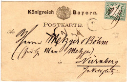 Bayern 1879, Postkarte V. Bayreuth M. 5 Pf. U. Hds. Entwertung 10/4 79 - Cartas & Documentos