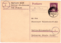 DR 1944, Landpost Stpl. KELLER über Gransee Auf  6 Pf. Ganzsache - Briefe U. Dokumente