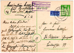 BRD 1952, Landpost Stpl. BROCKHAUSEN über Soest Auf 10 Pf. Ganzsache  - Lettres & Documents