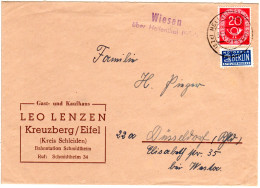 BRD 1952, Landpost Stpl. WIESEN über Hellenthal Auf Firmen Brief M. 20 Pf.  - Lettres & Documents